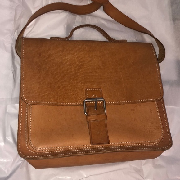 Vint belting saddle natural leather Messenger bag